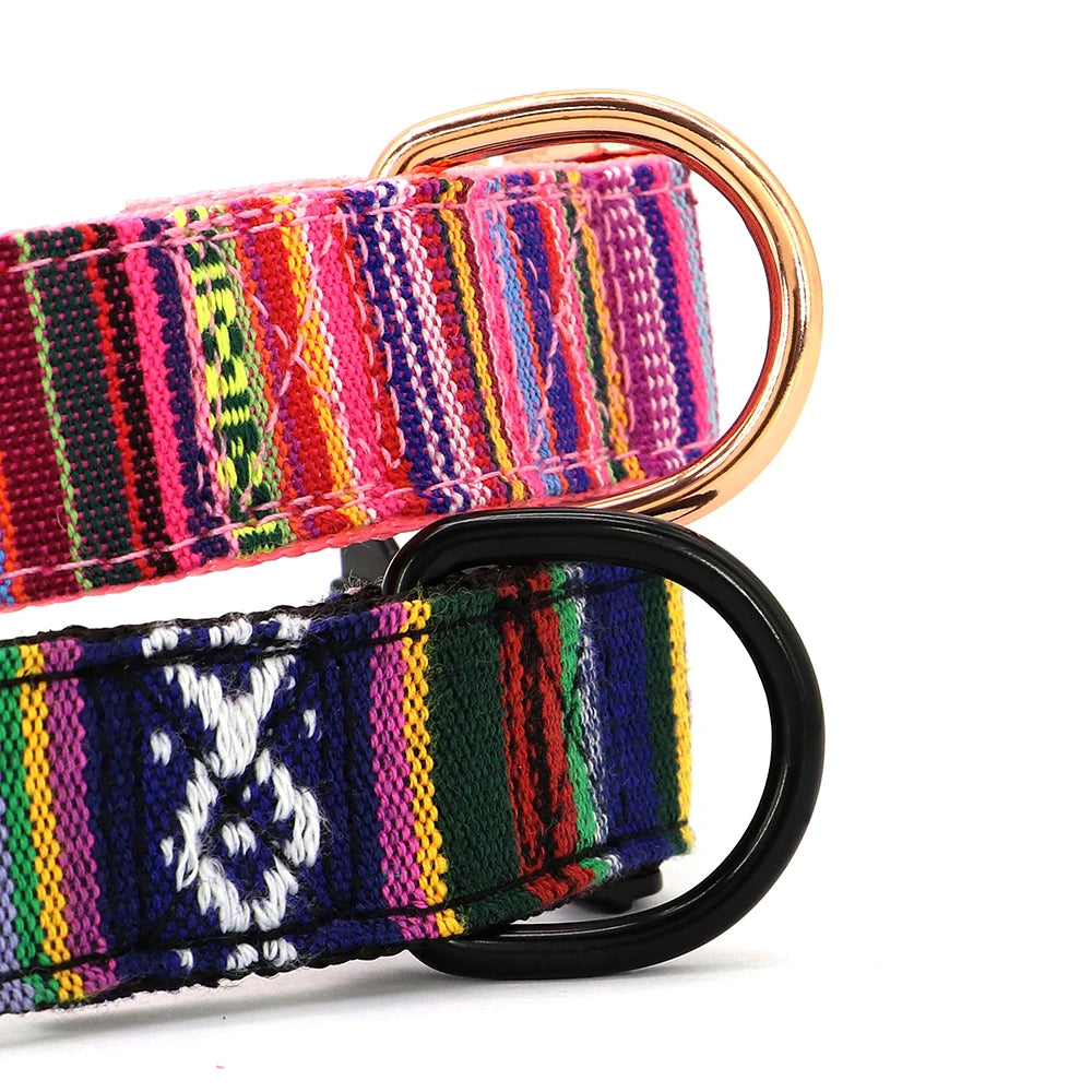 Nylon Dog Collar Colorful Pet Buckle Collar Anti-lost Nameplate ID Tag Adjustable For Small Medium Large Dogs S-L