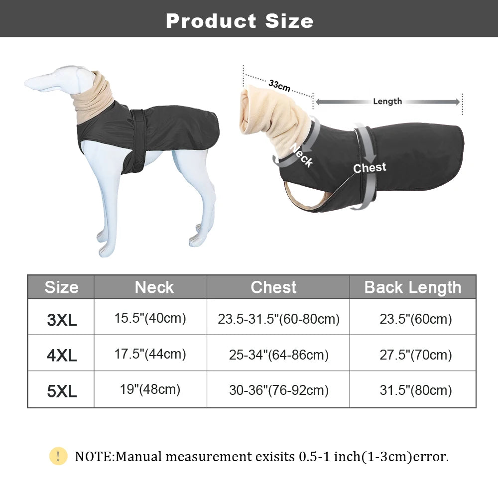 Winter Outdoor Dog Jacket – Waterproof Reflective Coat for Medium & Large Dogs