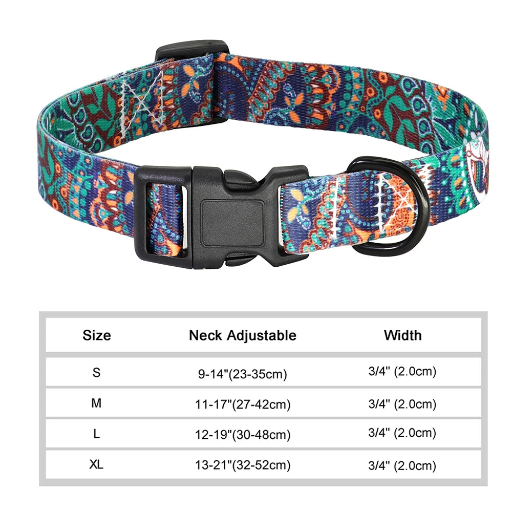 12 Styles Nylon Floral Printed Dog Collar – Bohemian Adjustable Small Puppy & Cat Collar – Chihuahua Pet Supplies Accessories