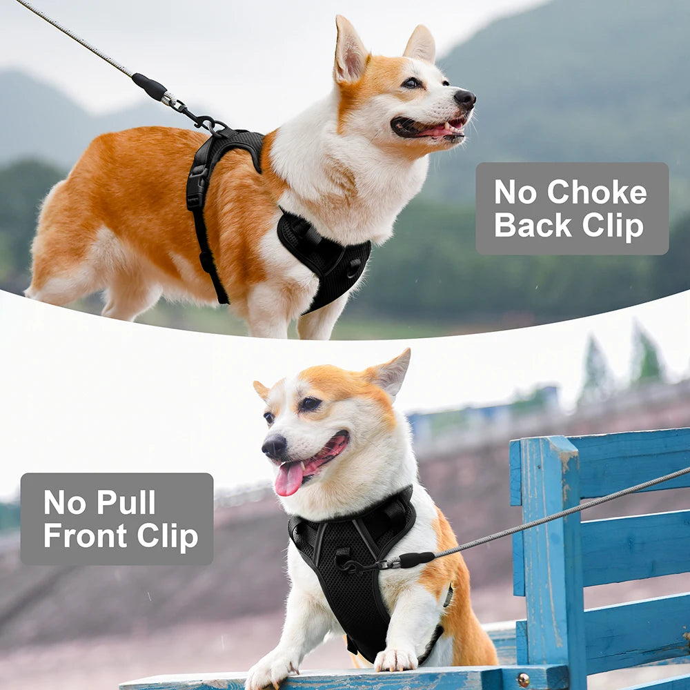 No Pull Nylon Mesh Dog Harness Breathable Pet Harnesses Vest For Medium Large Dogs Reflective Dog Chest Strap French Bulldog