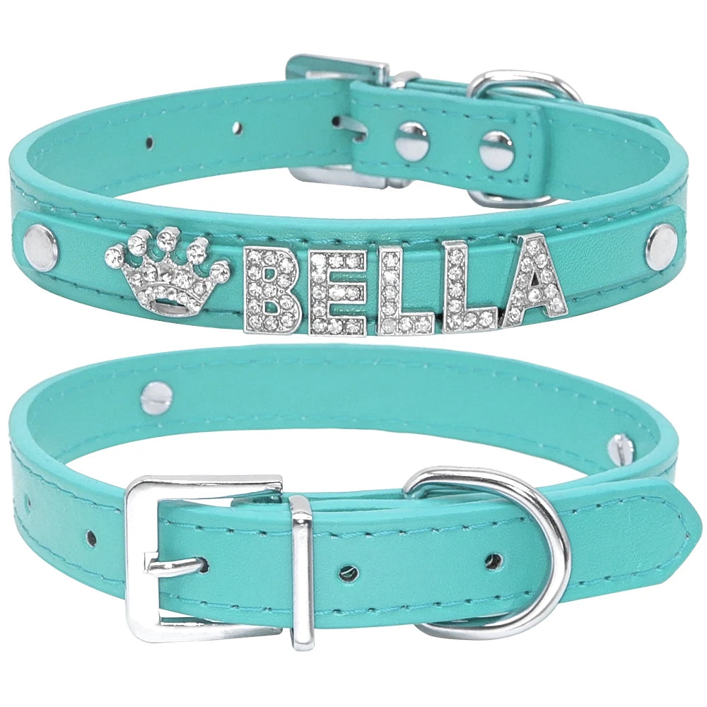 ✨ Personalized Bling Rhinestone Dog Collar – For Small Dogs & Cats ✨