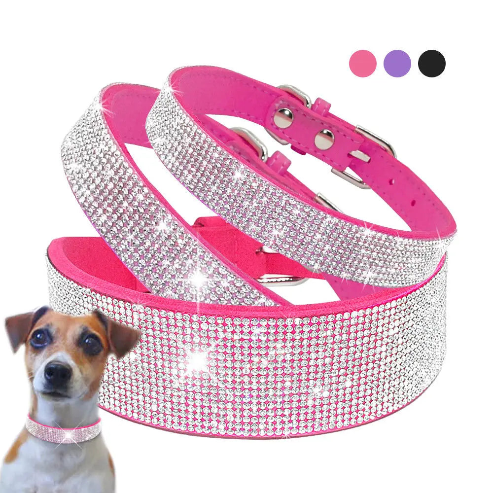 Bling Rhinestone Dog & Cat Collar with Leash Set