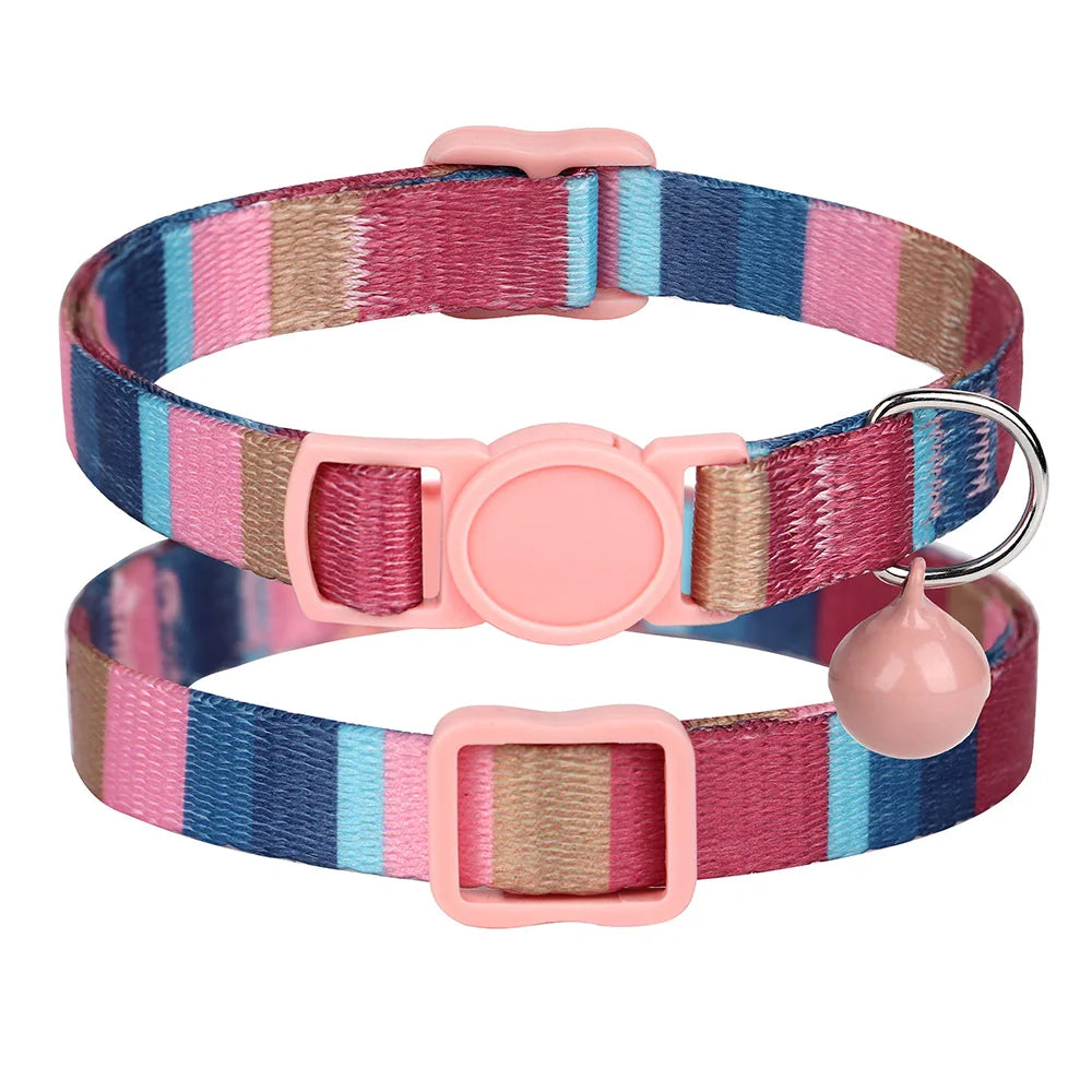 Cute Adjustable Dog & Cat Collar with Bell – Nylon Pet Necklace for Small Dogs & Kittens