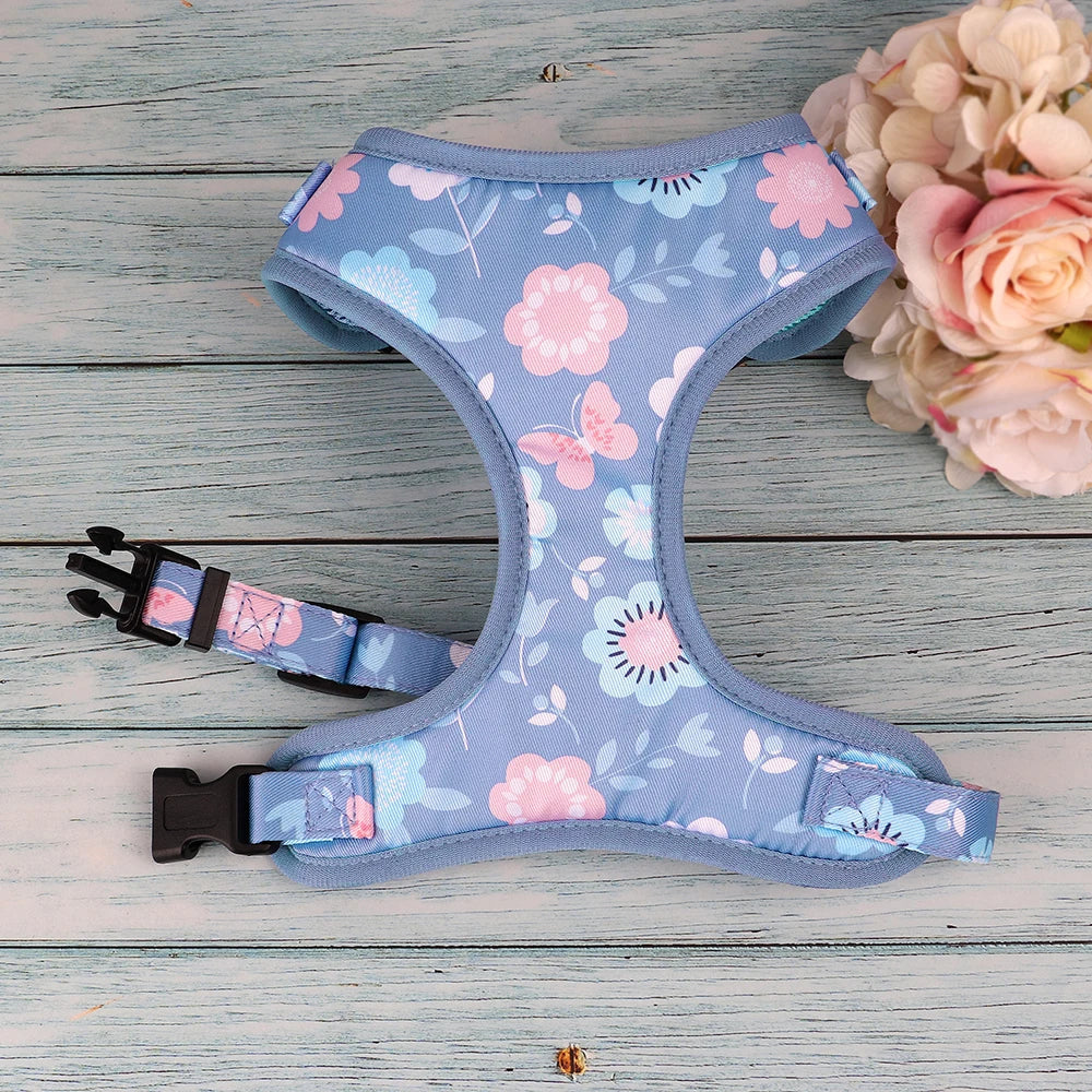 Fashion Printed Dog Harness – Breathable Nylon Mesh Vest for Small, Medium & Large Dogs (French Bulldog, Pug, Chihuahua, Yorkie)