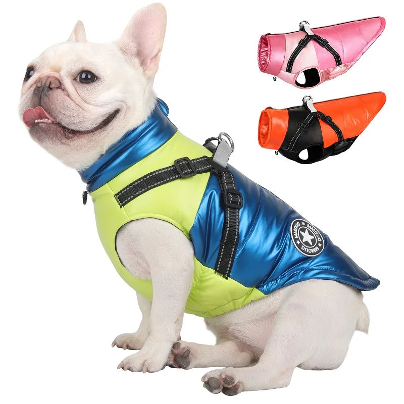 Warm Waterproof Dog Vest with Built-In Harness – Reflective Winter Jacket for Small & Medium Dogs