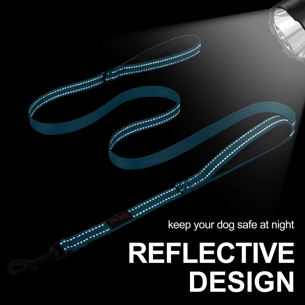 5ft Double Handle Nylon Padded Dog Leash – Reflective Training & Walking Lead for Medium Large Dogs