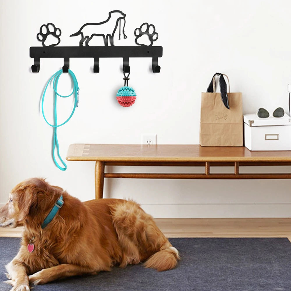 Metal Dog Leash & Key Holder Wall Rack – 4/5/7 Hooks Organizer with Free Nails