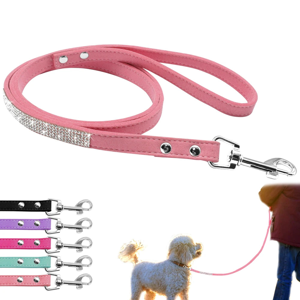 Bling Rhinestone Dog & Cat Collar with Leash Set