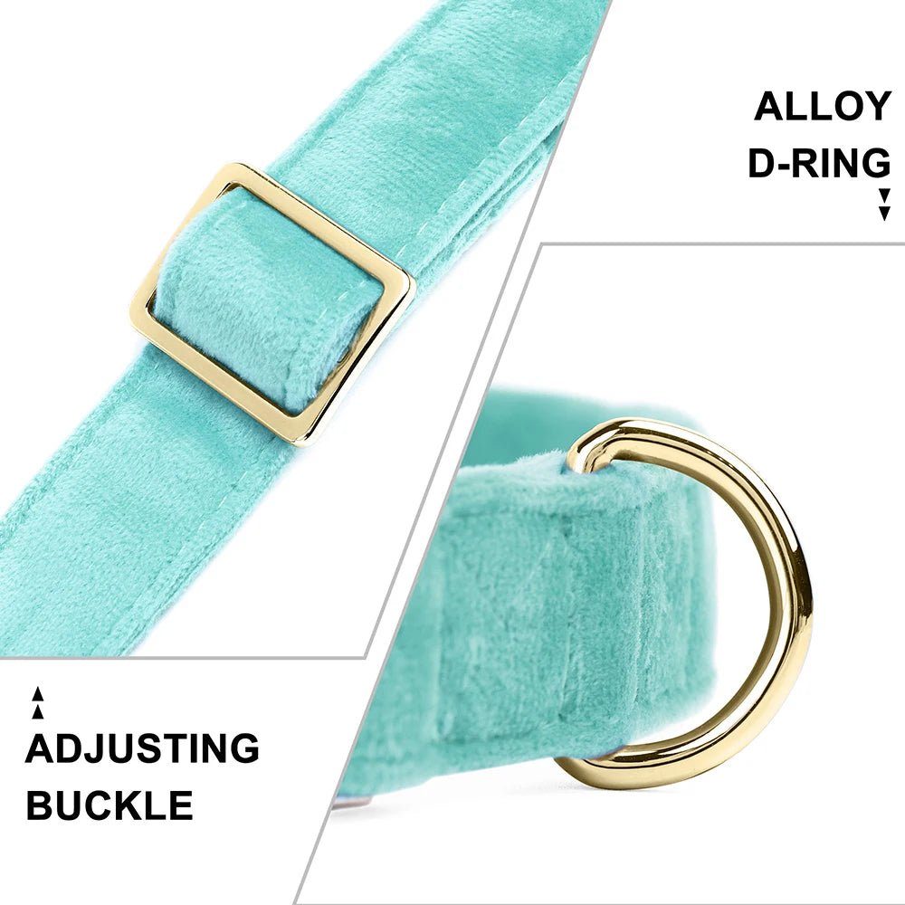 Custom Velvet Dog Collar – Personalized ID Tag – Adjustable for Small, Medium, and Large Dogs