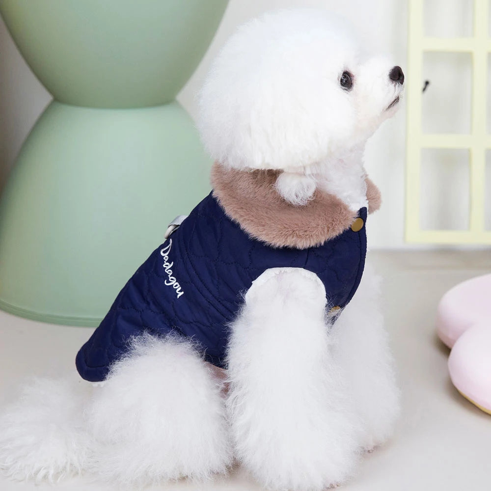 Winter Dog Coat with Fur Collar – Waterproof Warm Jacket for Small & Medium Dogs