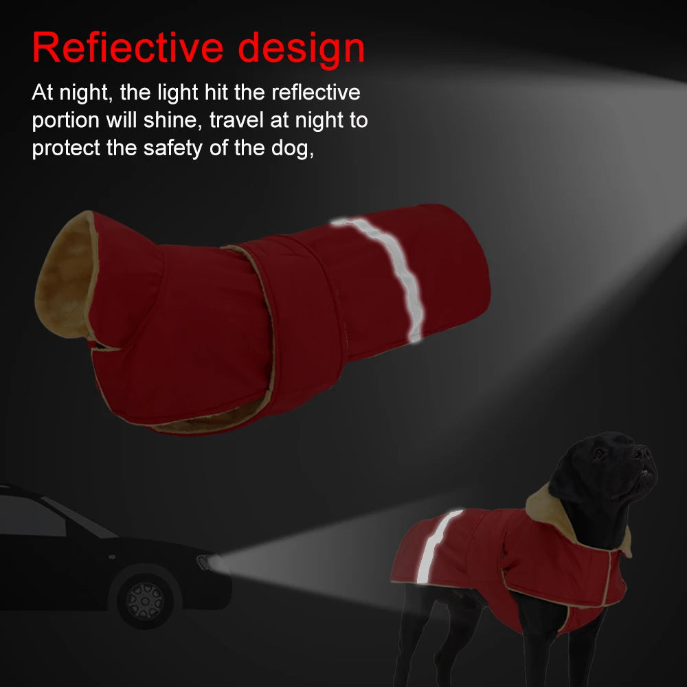 Winter Outdoor Dog Jacket – Waterproof Reflective Coat for Medium & Large Dogs