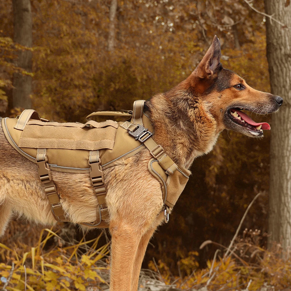 Quick Control Tactical Dog Harness – No Pull Military Training Vest with Handle & Molle System for Medium & Large Dogs