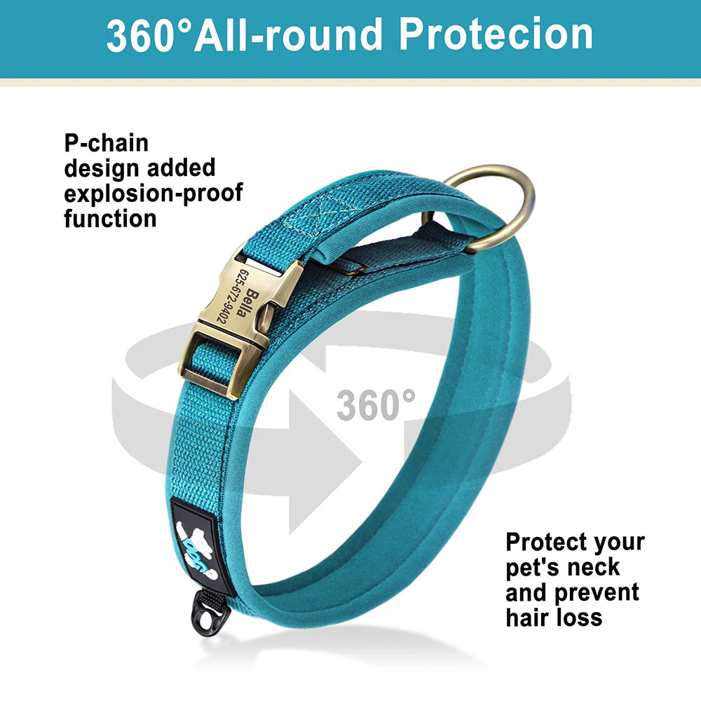 Personalized Nylon Dog Collar – Adjustable Soft Padded Pet ID Collar for Small, Medium & Large Dogs