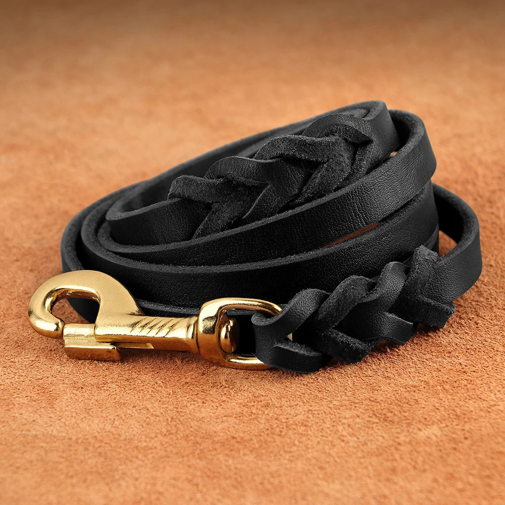 5ft Genuine Leather Dog Leash – Durable Training & Walking Lead