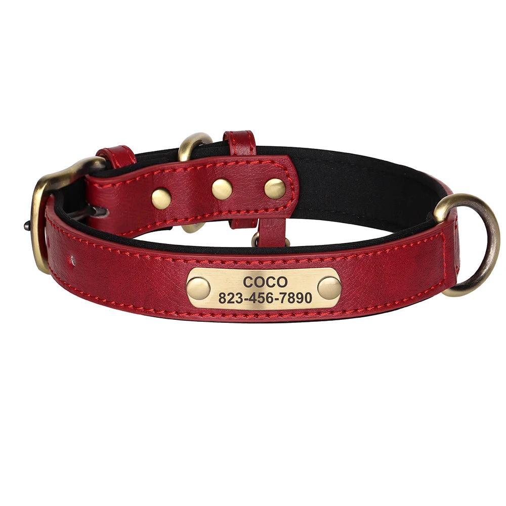 ✨ Personalized Dog Collar & Leash Set – Custom Engraved PU Leather for Small to Large Dogs (Pitbull-Friendly!)