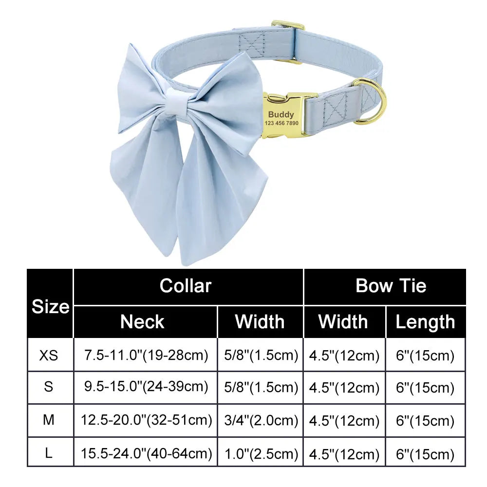 ✨ Personalized Nylon Bowknot Dog Collar – Custom Printed Name Tag for Small & Medium Dogs ✨