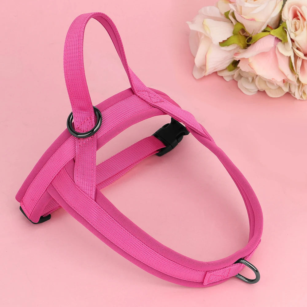 Nylon Padded Dog Harness Vest – Adjustable No Pull Soft Pet Harness for Small & Medium Dogs (French Bulldog, Chihuahua, Puppy, Cat Vest)