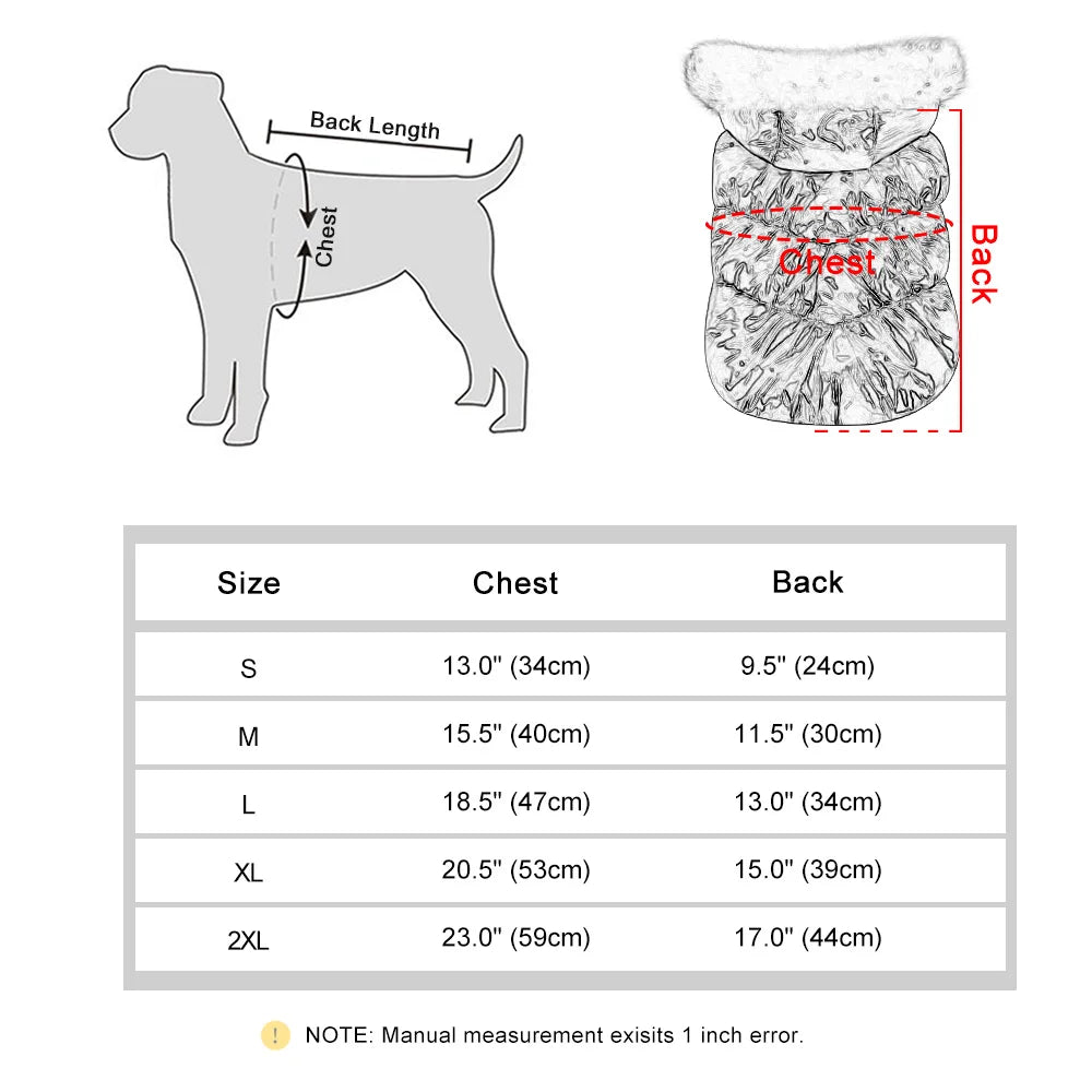Warm Dog Clothes – Thick Cotton Winter Jacket with Fur Hood for Small & Medium Dogs