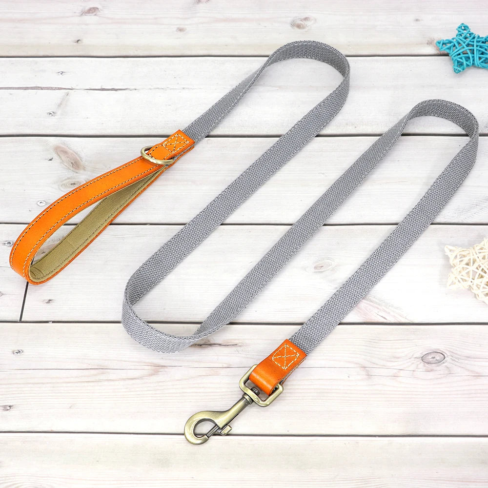 Nylon Custom Dog Collar & Leash Set – Personalized with Leather Nameplate