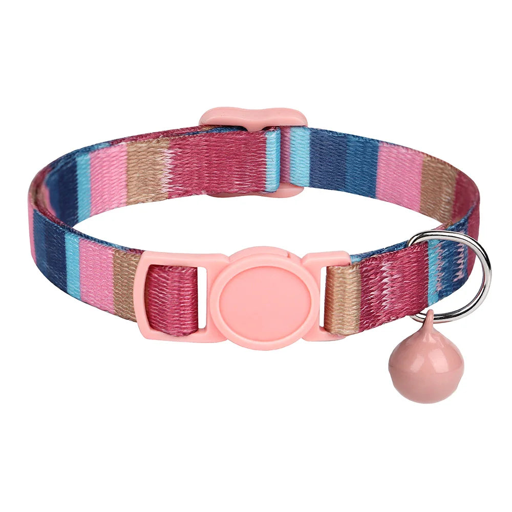 Cute Adjustable Dog & Cat Collar with Bell – Nylon Pet Necklace for Small Dogs & Kittens