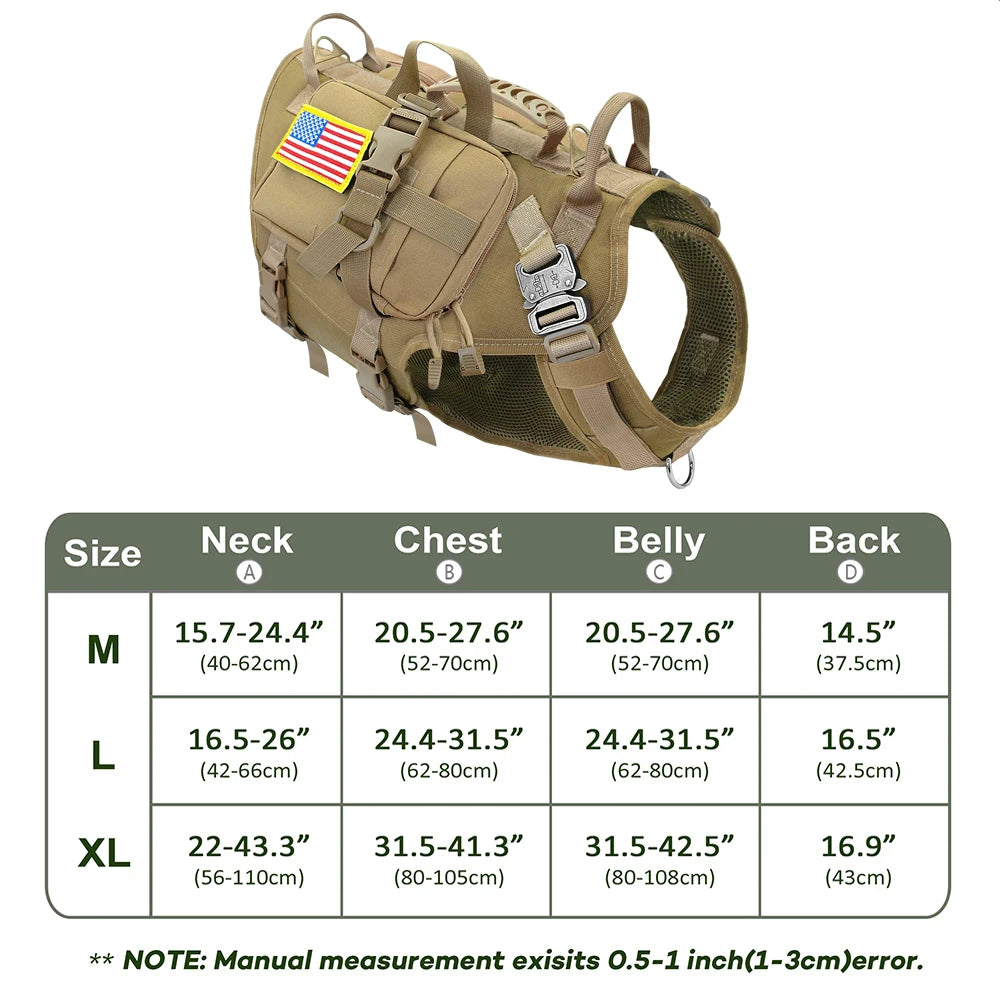 Tactical Dog Harness & Leash Set – Military MOLLE Vest for Large Dogs