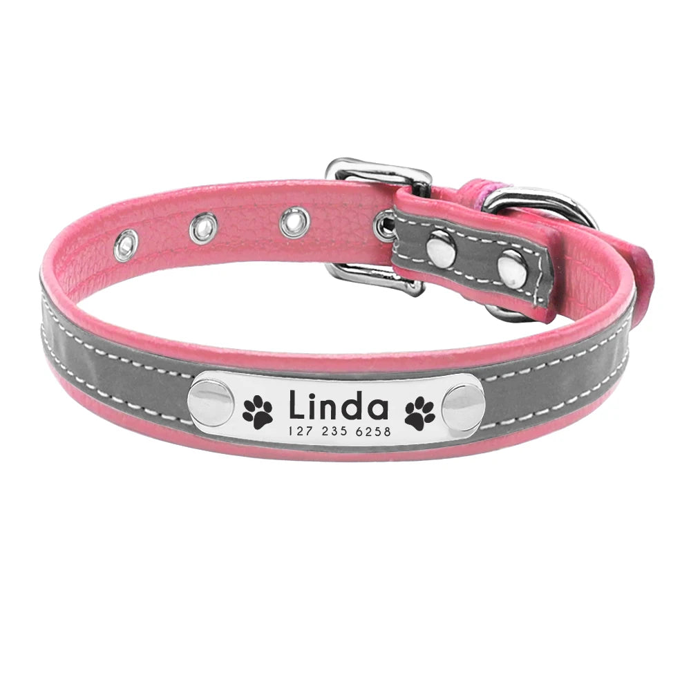 Reflective Personalized Dog Collar with Free Engraving – Adjustable for Small & Medium Pets