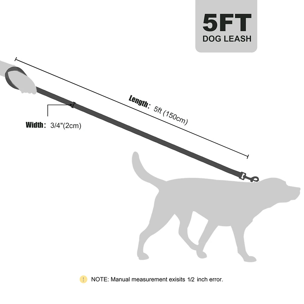 150cm Dog Walking Leash – Durable Nylon Lead Rope with PU Leather Handle
