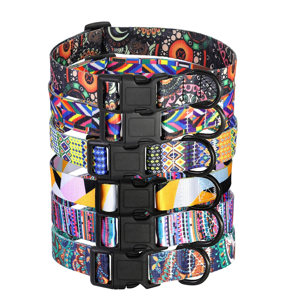12 Styles Nylon Floral Printed Dog Collar – Bohemian Adjustable Small Puppy & Cat Collar – Chihuahua Pet Supplies Accessories