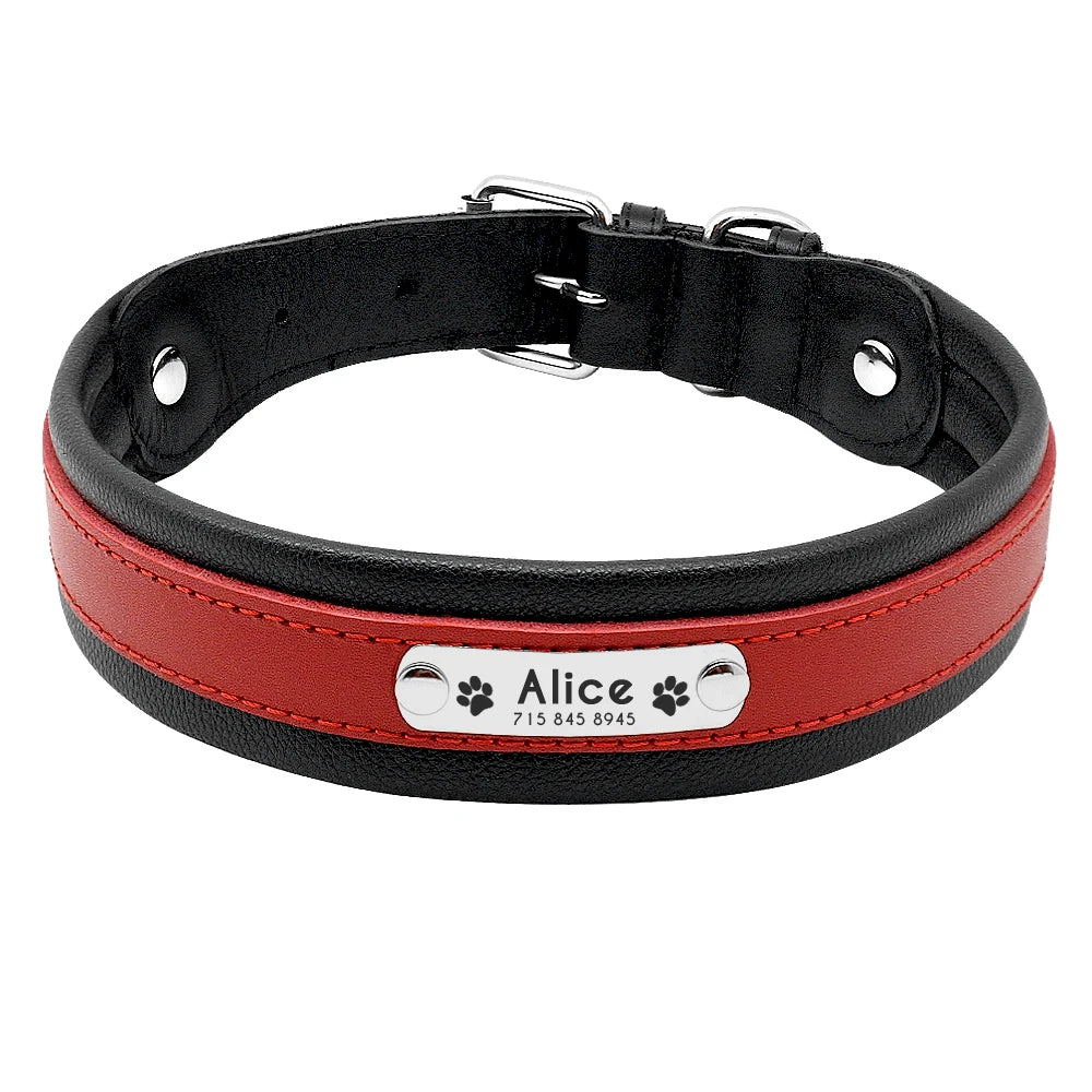 Personalized Leather Dog Collar Customized Engraved Pet Big Dog Bulldog Collars Padded For Medium Large Dogs Perro Pitbull