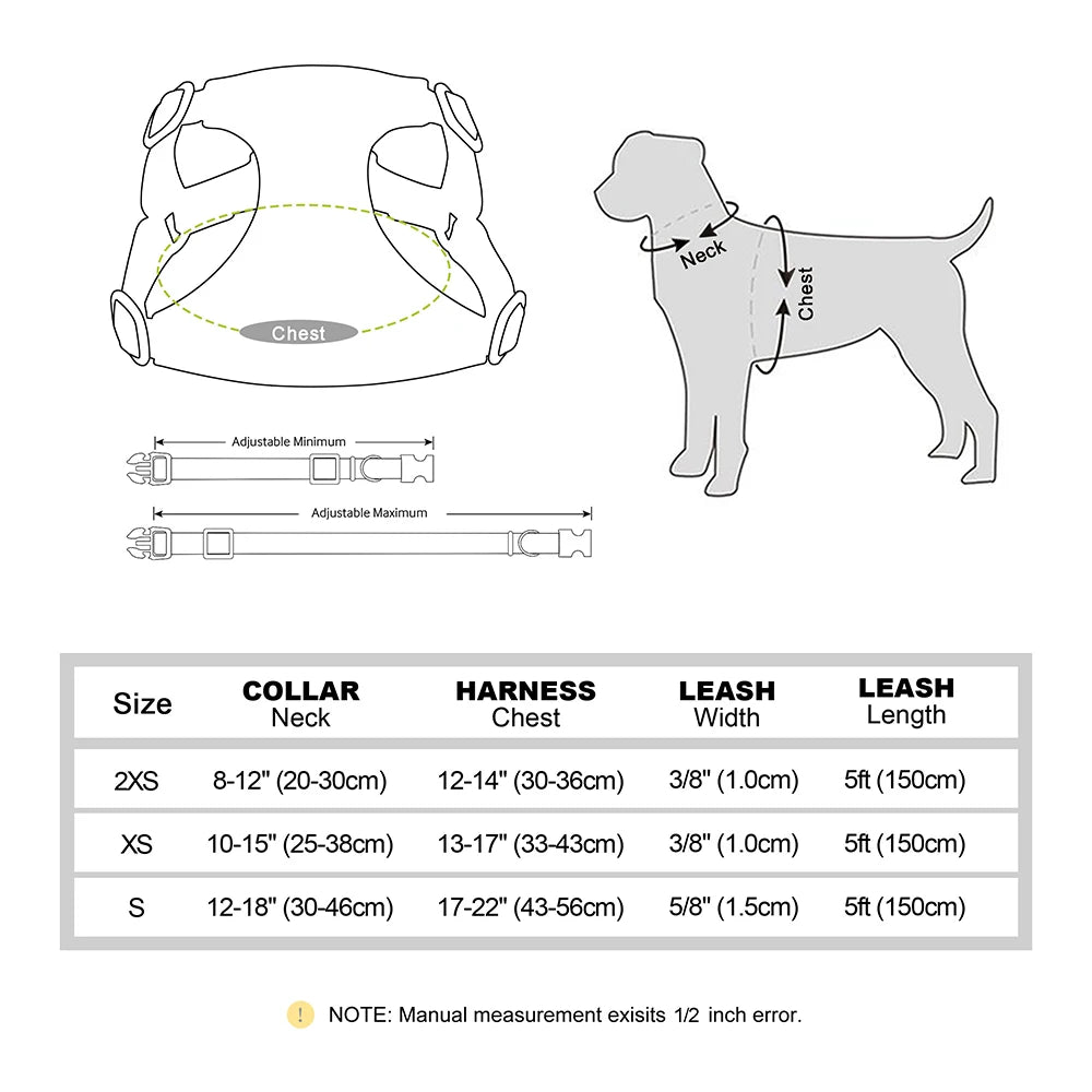 Small Dog Harness & Leash Set – Adjustable Pet Vest with Bowknot Collar for Small & Medium Dogs