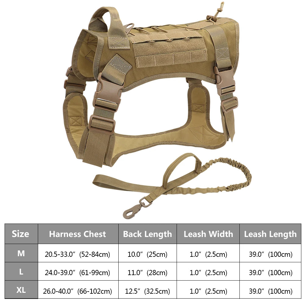 Tactical Dog Harness – No Pull Adjustable Military Training Harness with Handle & Molle System for Medium & Large Dogs