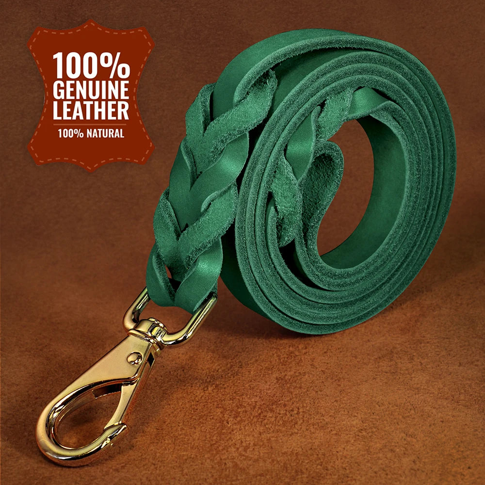 1.5m Real Leather Dog Leash – Strong Genuine Leather Pet Walking Lead Rope for Small, Medium & Large Dogs
