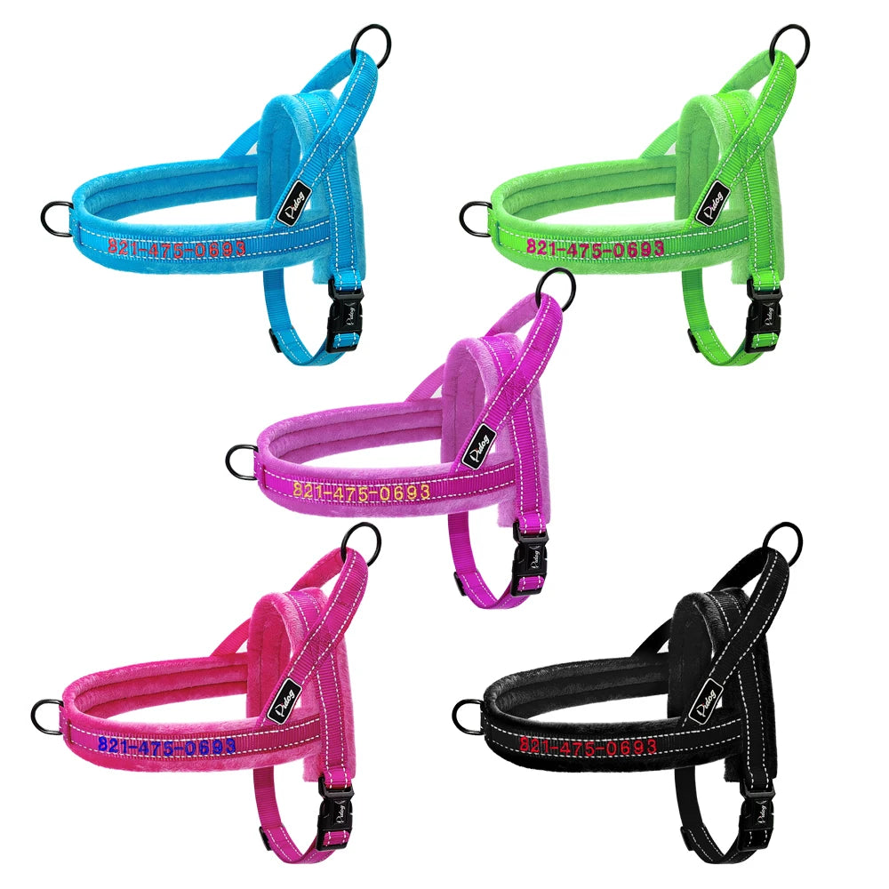 Soft Customized Dog Harness – Embroidered Nylon Padded Vest for Small, Medium & Large Dogs (Free Name & Phone Number)