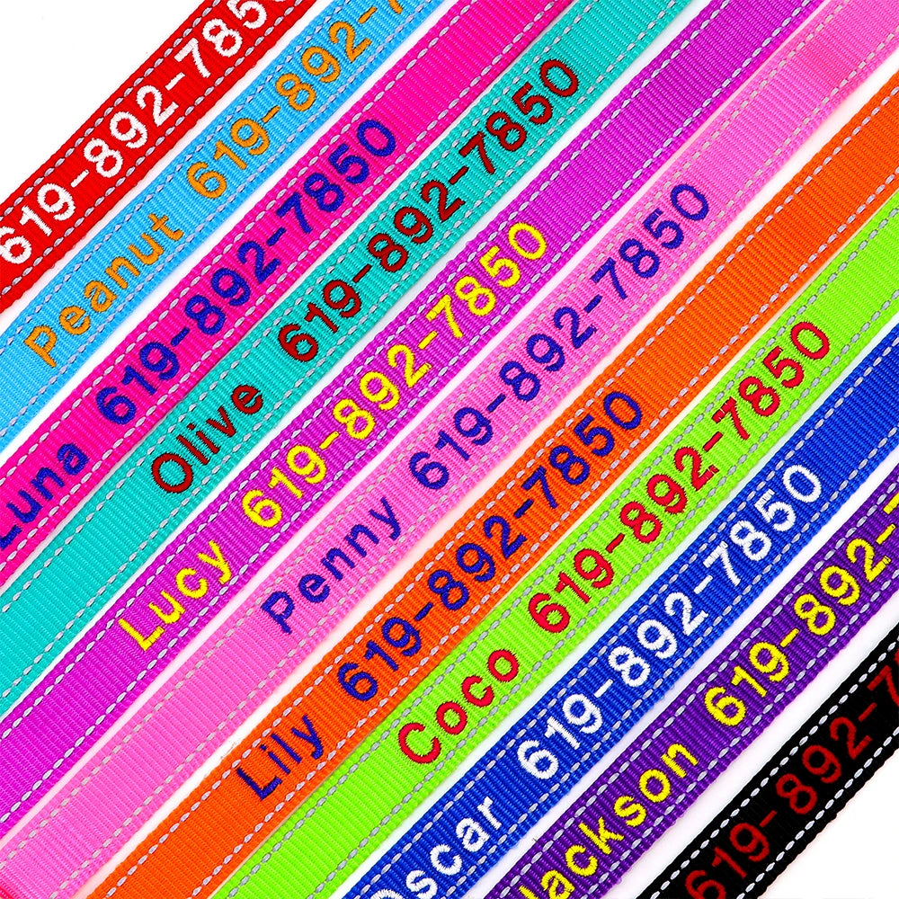 Reflective Personalized Nylon Dog Collar – Custom Embroidered ID Name & Phone – Reflective Adjustable Collar for Small, Medium & Large Dogs