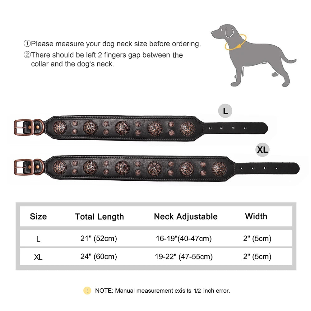 Genuine Leather Dog Collar – Vintage Studded Design, Adjustable for Medium & Large Dogs (Bulldog, Husky, Labrador)