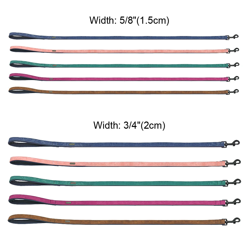 Leather Dog Leash with Padded Handle – Durable Walking & Training Lead for Small Medium Large Dogs