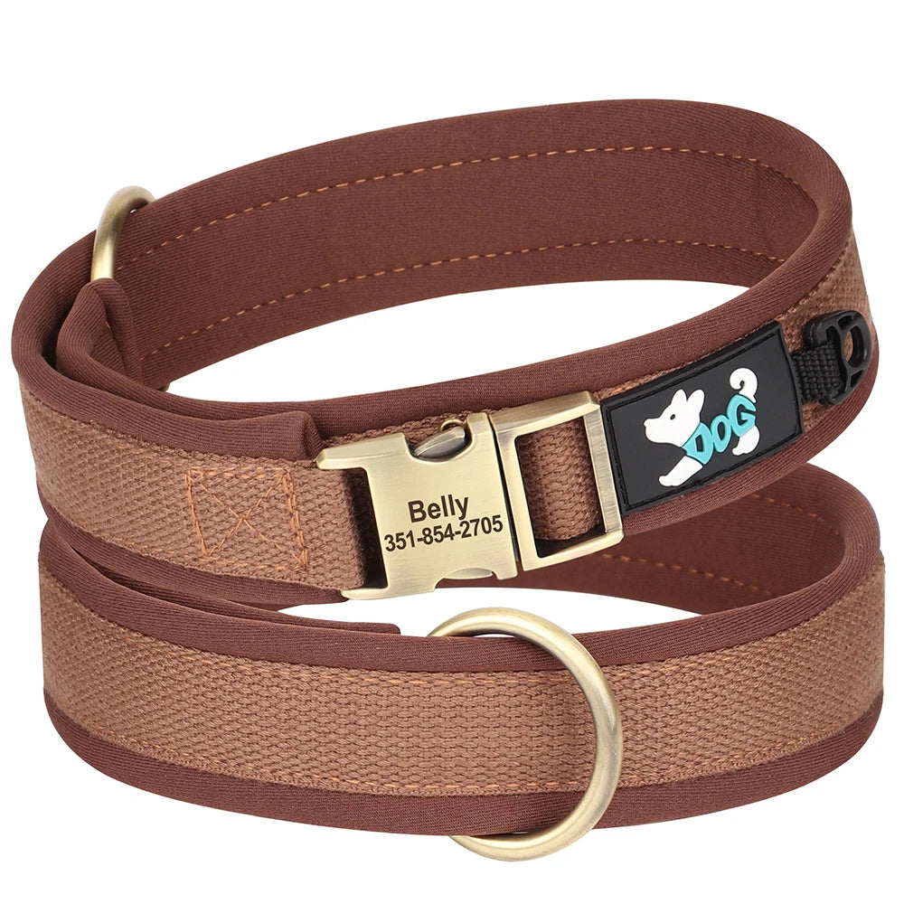 Personalized Nylon Dog Collar – Adjustable Soft Padded Pet ID Collar for Small, Medium & Large Dogs
