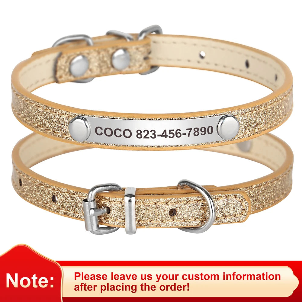 Anti-Lost Personalized Cat Collar with Engraved ID Nameplate – Bling Collar for Cats & Small Dogs