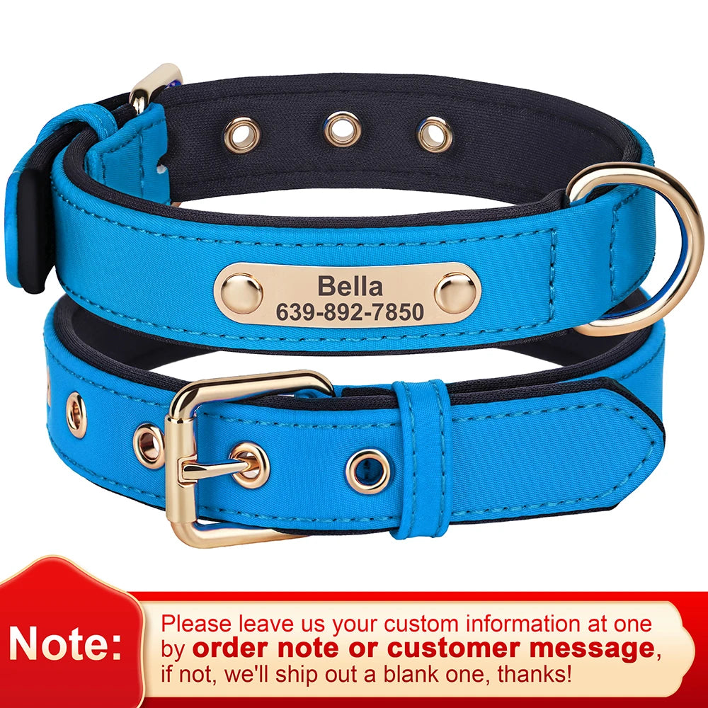 Custom Nylon Dog Collar – Waterproof Personalized Pet Collar with Engraved ID Nameplate for Small & Medium Dogs