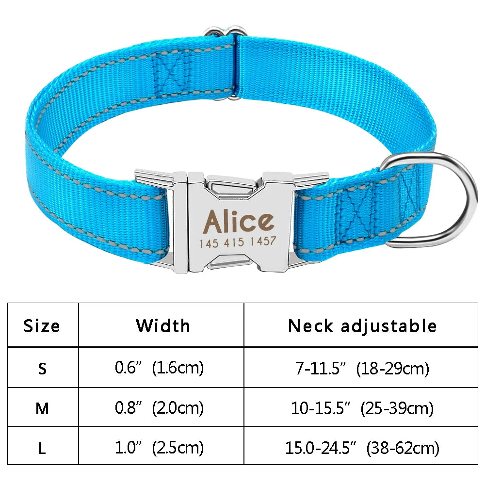 Adjustable Personalized Dog Collar – Custom Engraved Nylon Pet ID Collar | For Small, Medium & Large Dogs