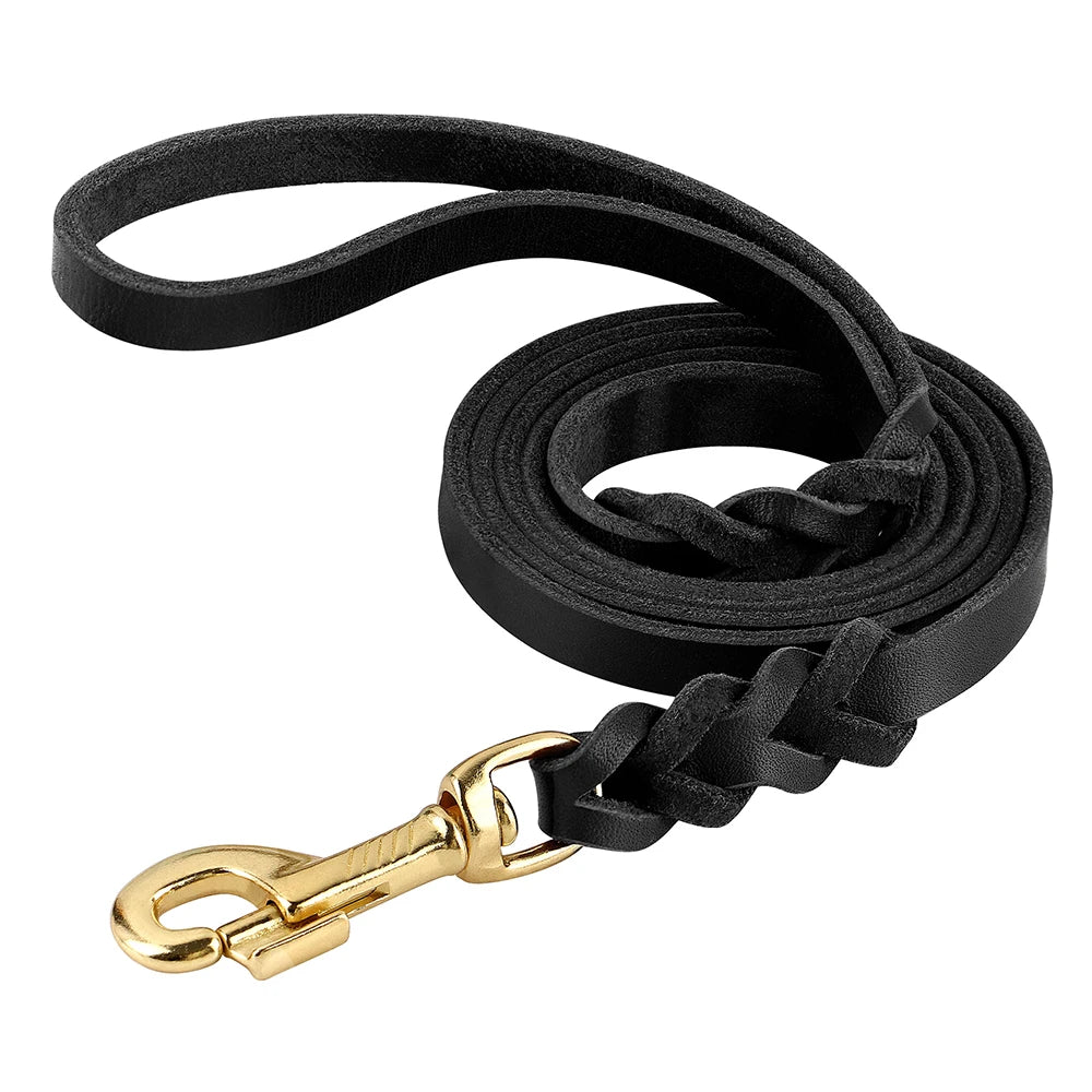 5ft Genuine Leather Dog Leash – Durable Training & Walking Lead