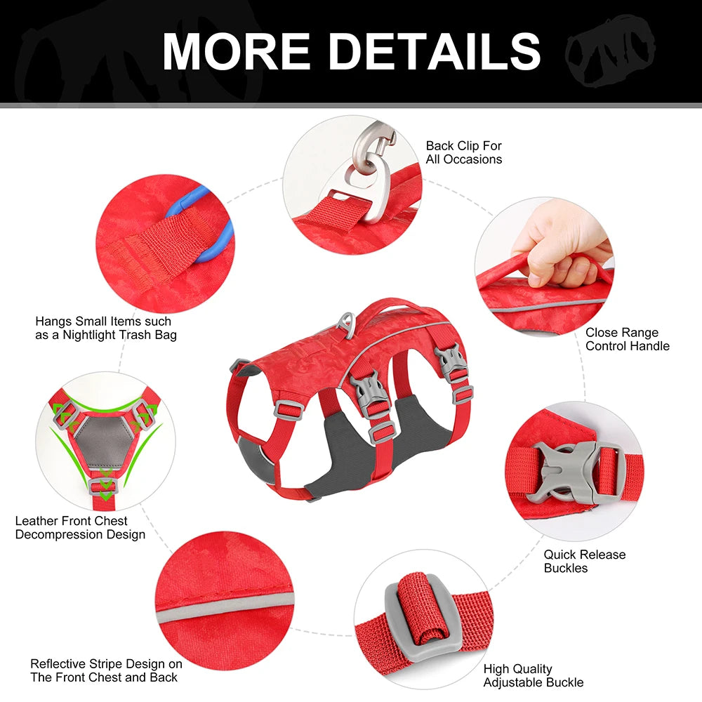 Durable Large Dog Harness – Reflective Nylon Dog Vest with Handle for Medium & Large Dogs (Walking & Training)