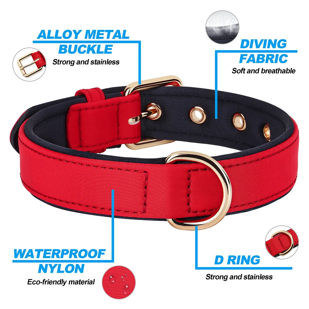 Waterproof Nylon Dog Collar – Soft Padded & Breathable Adjustable Collar for Small & Medium Dogs