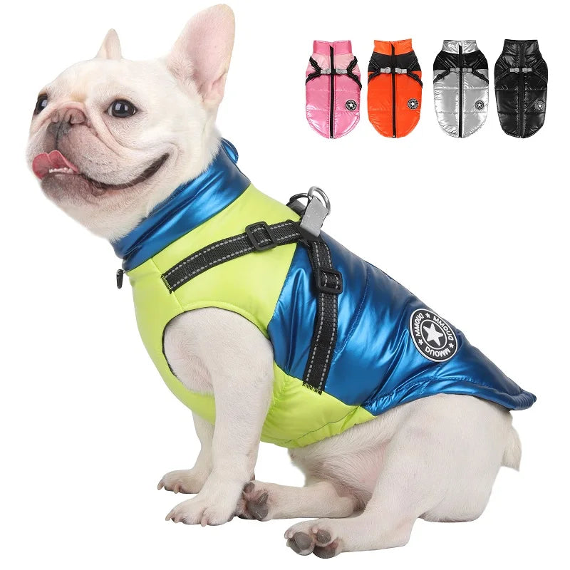 Warm Waterproof Dog Vest with Built-In Harness – Reflective Winter Jacket for Small & Medium Dogs