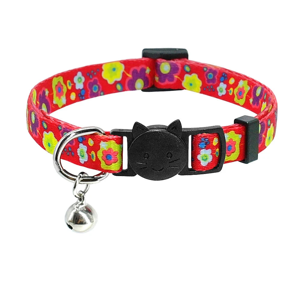 Cute Fruit Print Cat Collar with Bell – Adjustable Quick Release Safety Collar for Cats & Kittens
