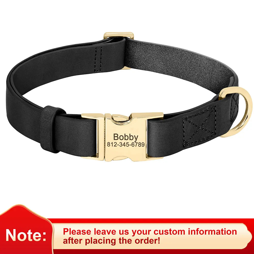 Personalized Dog Collar Free Engraved Dog Leather Collars Customized Pet Buckle Collar For Small Medium Large Dogs Bulldog Pug