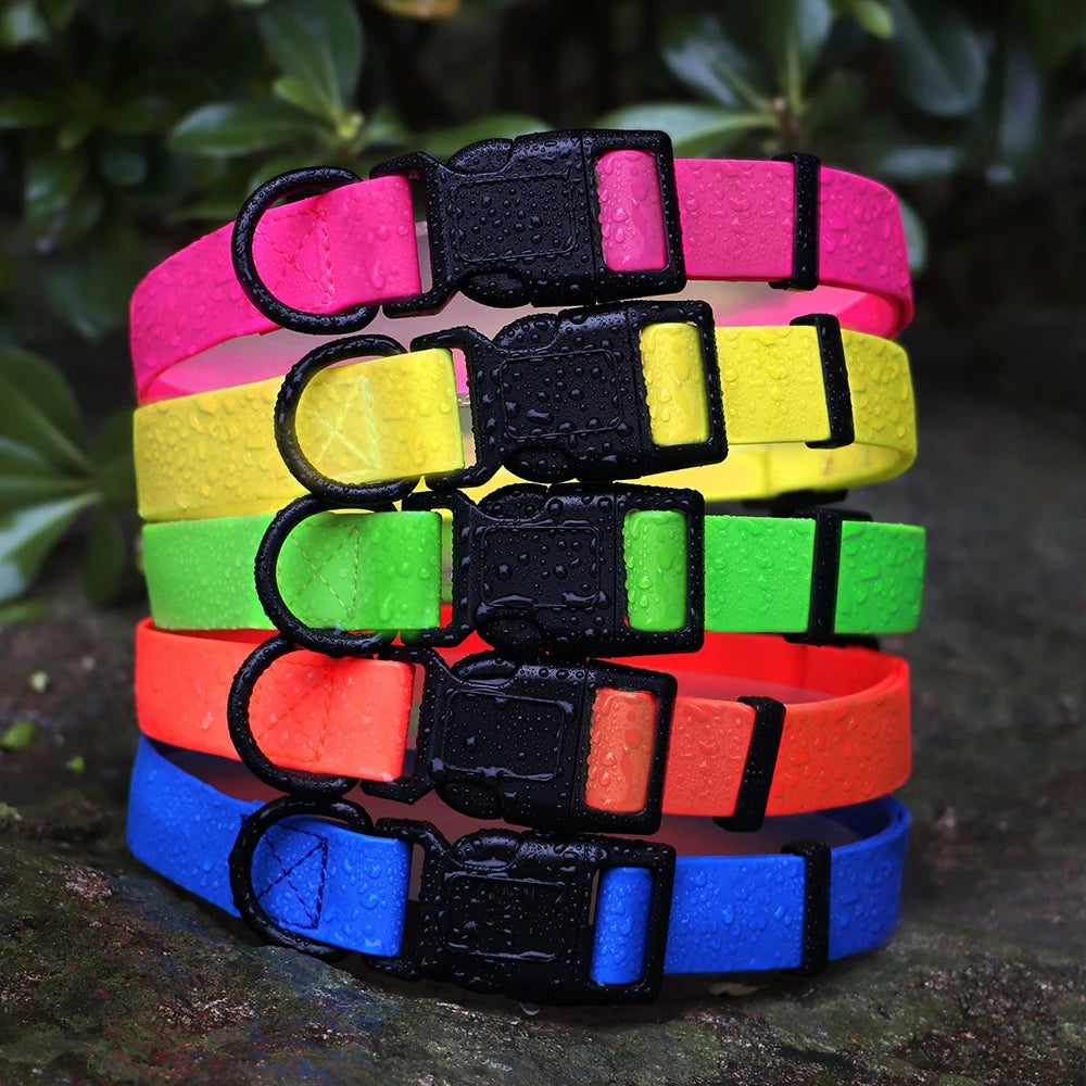 PVC Pet Dog Collar Waterproof Dog Cat Collar Anti-Dirty Easy to Clean Collars For Small Medium Large Dogs