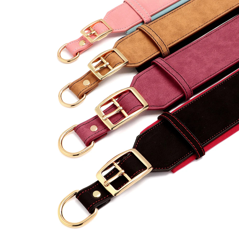 Custom Print Dog Collar – Wide Soft Padded PU Leather Name Collar for Medium & Large Dogs (Free Personalized Print)