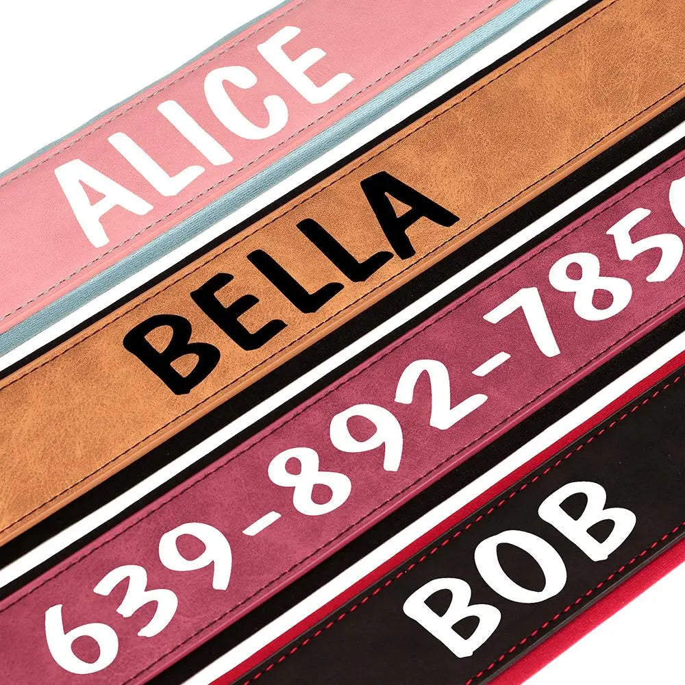 Custom Print Dog Collar – Wide Soft Padded PU Leather Name Collar for Medium & Large Dogs (Free Personalized Print)