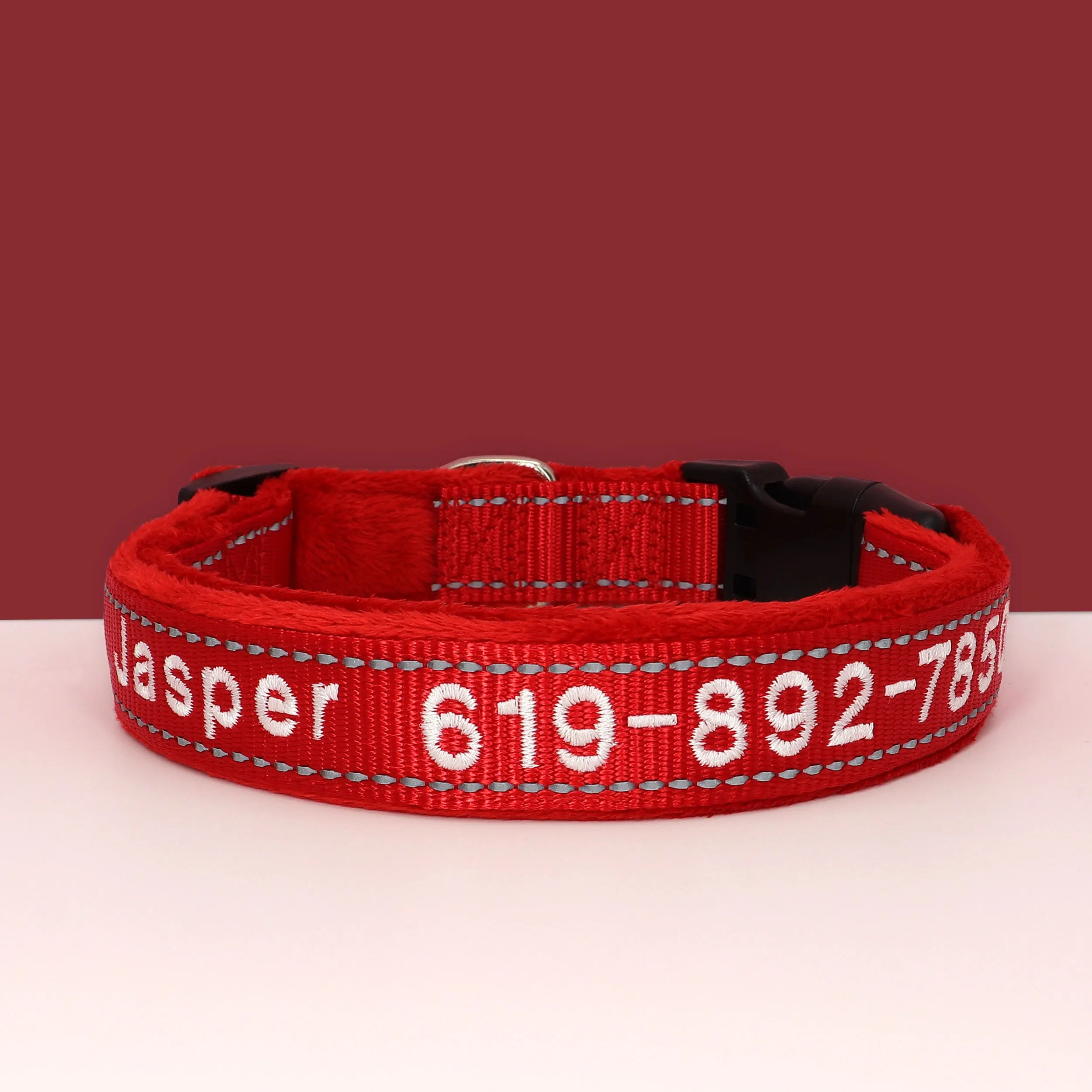Personalized Embroidered Dog Collar – Reflective Nylon Adjustable ID Collar with Custom Name & Phone Number for Small, Medium & Large Dogs